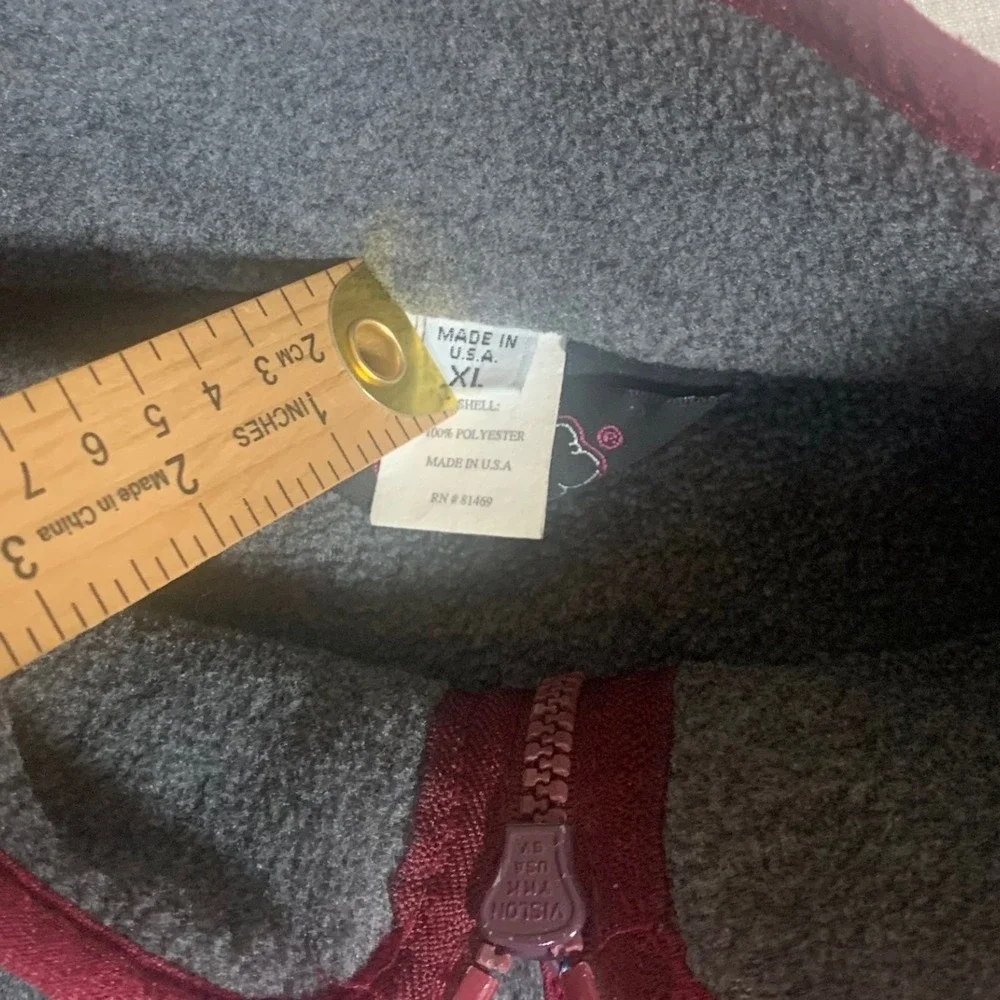 VTG Early Winters Fleece Pullover Mens XL Grey Burgundy Quarter‎ Zip Gorpcore